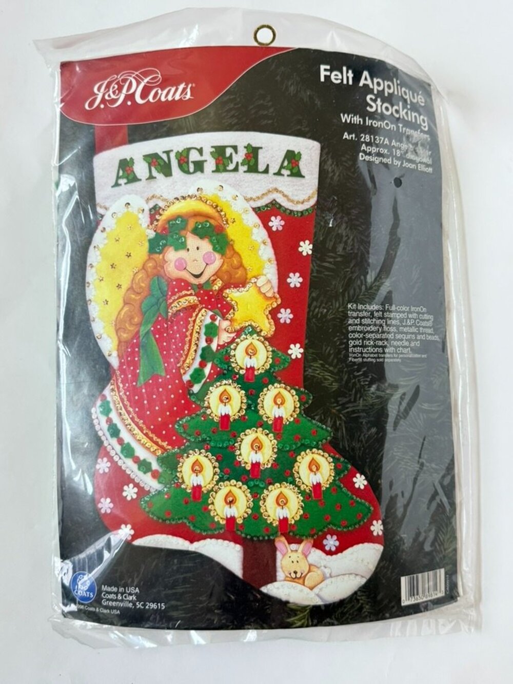 J&P JP Coats 18" Felt Applique Stocking Kit Angela's Star NEW Vintage Angel 1998